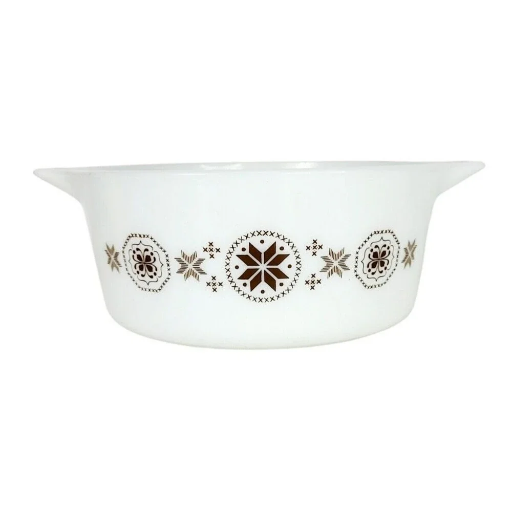 Vintage 60s Pyrex Town & Country 1 qt and 2.5 qt Round Casserole Dish Set of Two